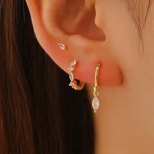 3 Pairs Earrings Set Dainty Stud Earrings Trendy Small Layered Hypoallergenic Dangle Cartilage Huggie Hoop Earrings for Women for Women Gifts free for shipping