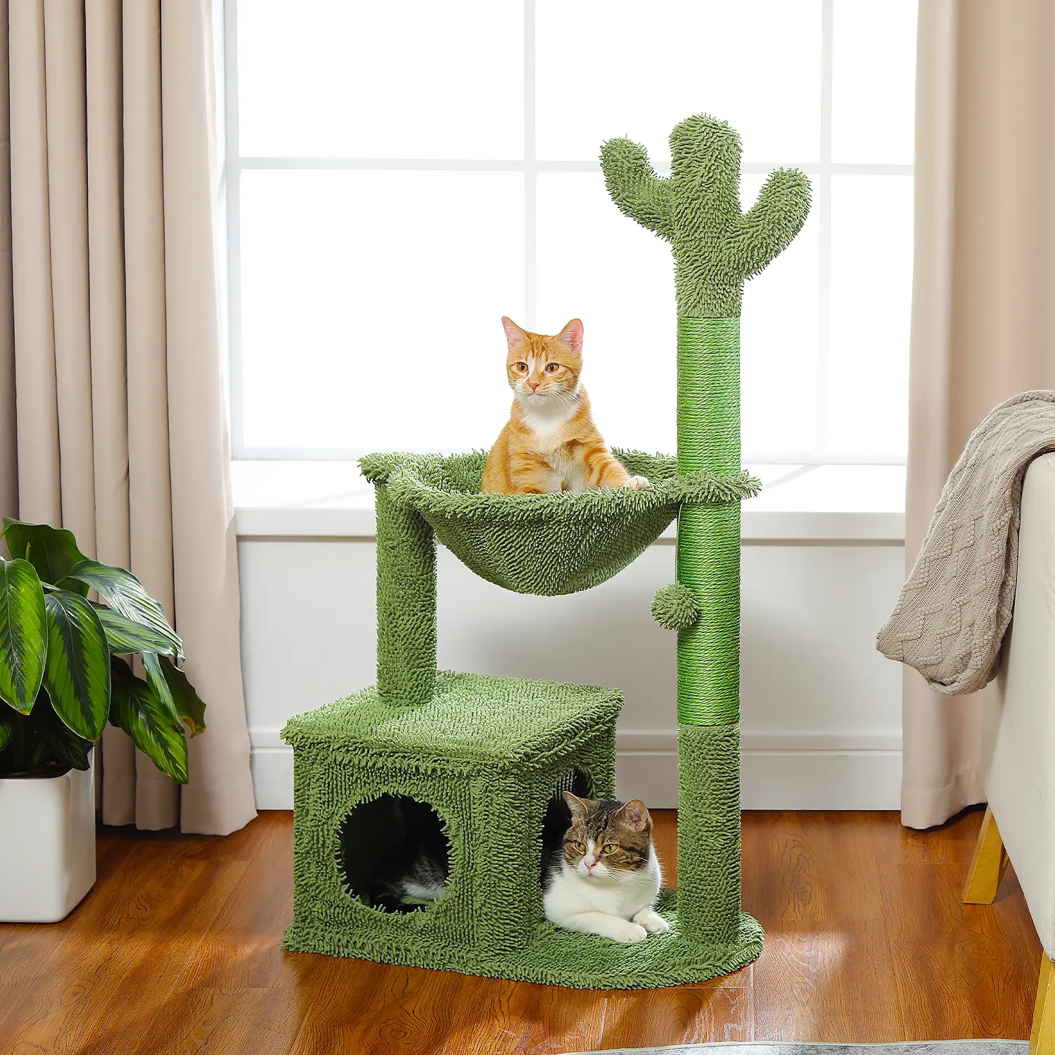 PAWZ Road 40in Cactus Cat Tree with Hammock, Condo & Sisal Post, Green#DealsForYouDays