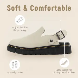 Athlefit Women's Slip-on Suede Clogs Comfortable Latex Footbed Slingback Mules with Adjustable Strap for Work Walking Daily Wear slippers Footwear Girl