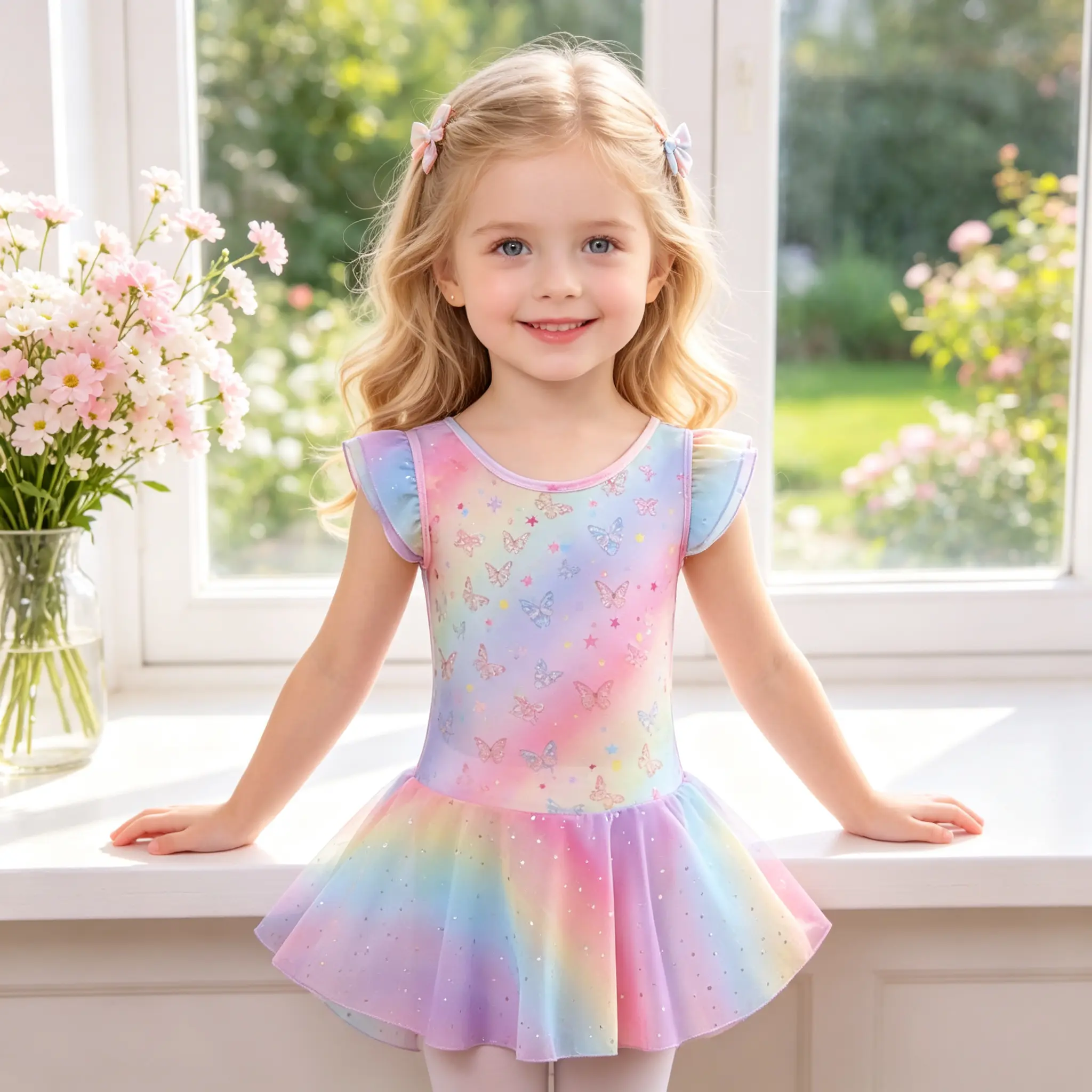 Kids Girls Ballet Dance Leotard Tutu DressGradient Glitter Tulle Skirt Butterfly Print Ruffle Sleeve For Toddler Girls Dance Practice Party Costume
