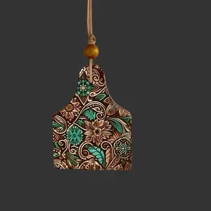 hanging car freshie, cow tag, faux leather cardstock