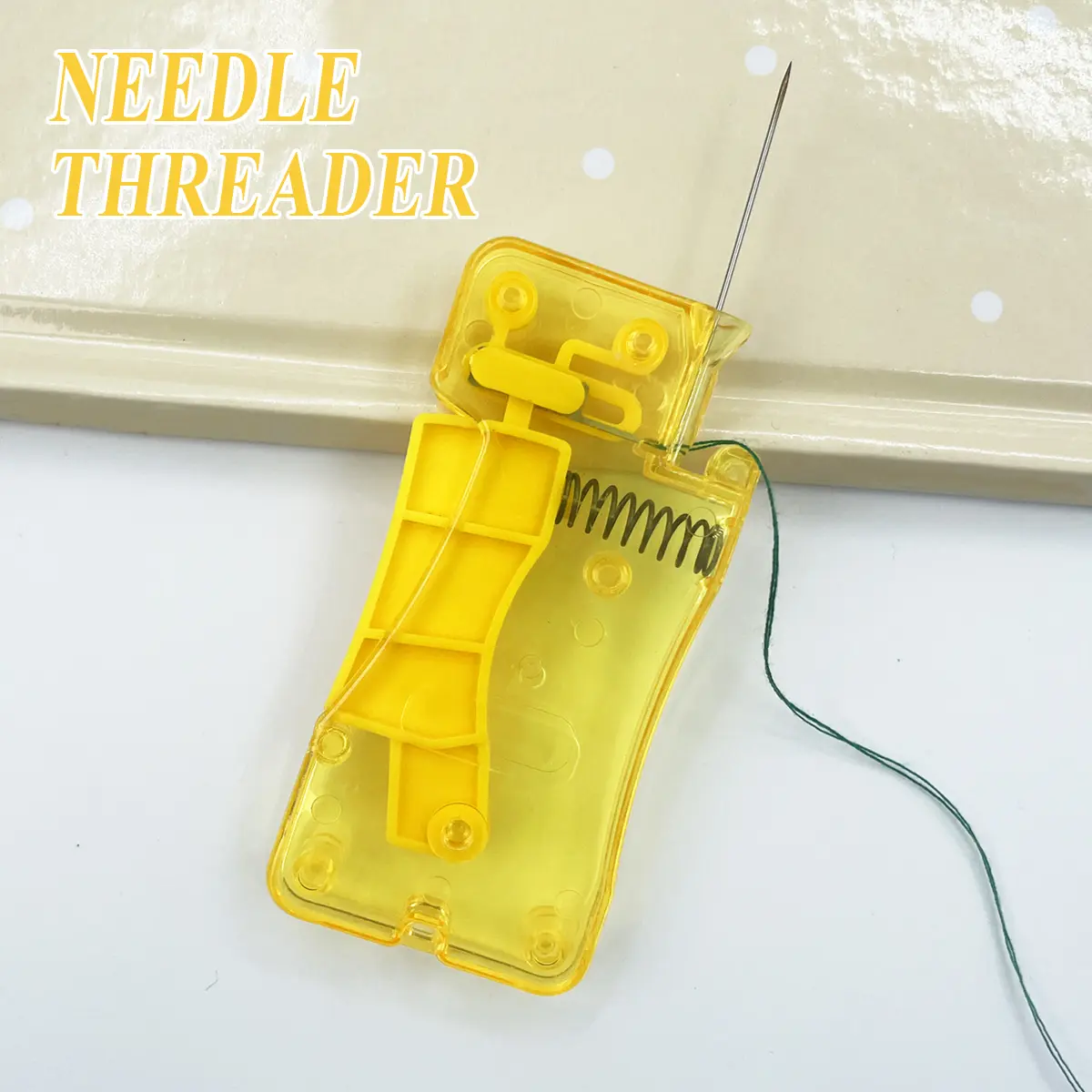 Plastic Automatic Needle Threaders with Thin Hook Design - Lightweight, Wear-Resistant Sewing Tool for Adults, Seniors, Unisex - Portable Yellow-Handle Accessory for Home, Tailor Shops - No Manual Threading Hassle