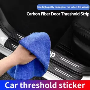 4PCS/5PCS set Carbon Fibre Threshold Protection Strip Universal Anti-scratch and Anti-collision Door Decorative Strip Sticker For Jeep