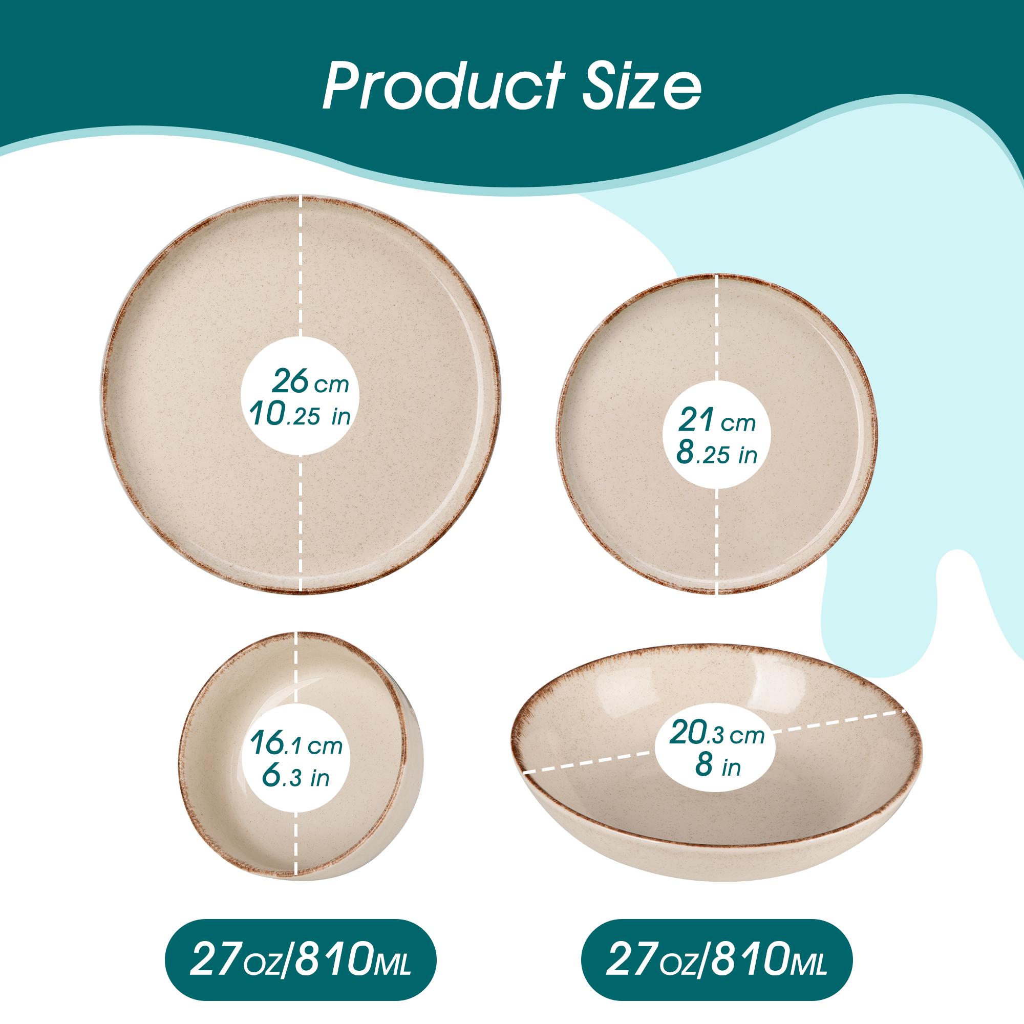 vancasso PLAYS 18/24-Piece Stoneware Dinnerware Set, Reactive Glaze Plates & Bowls Set for 6, Microwave & Dishwasher Safe