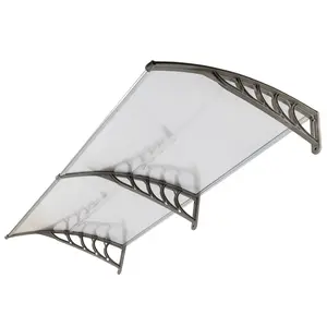 HT-200 x 100 Household Application Door & Window Rain Cover Eaves Canopy Silver & Gray Bracket