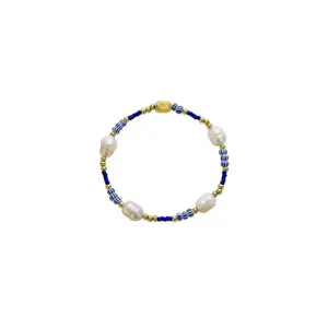 Mediterranean Striped Cobalt Pearl Bracelet