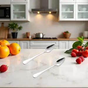 2Pcs Serrated Edge Stainless Steel Grapefruit Spoon Non-stick Plating Kitchen Tool For Fruit Dessert Ice Cream Cheese Vegetables