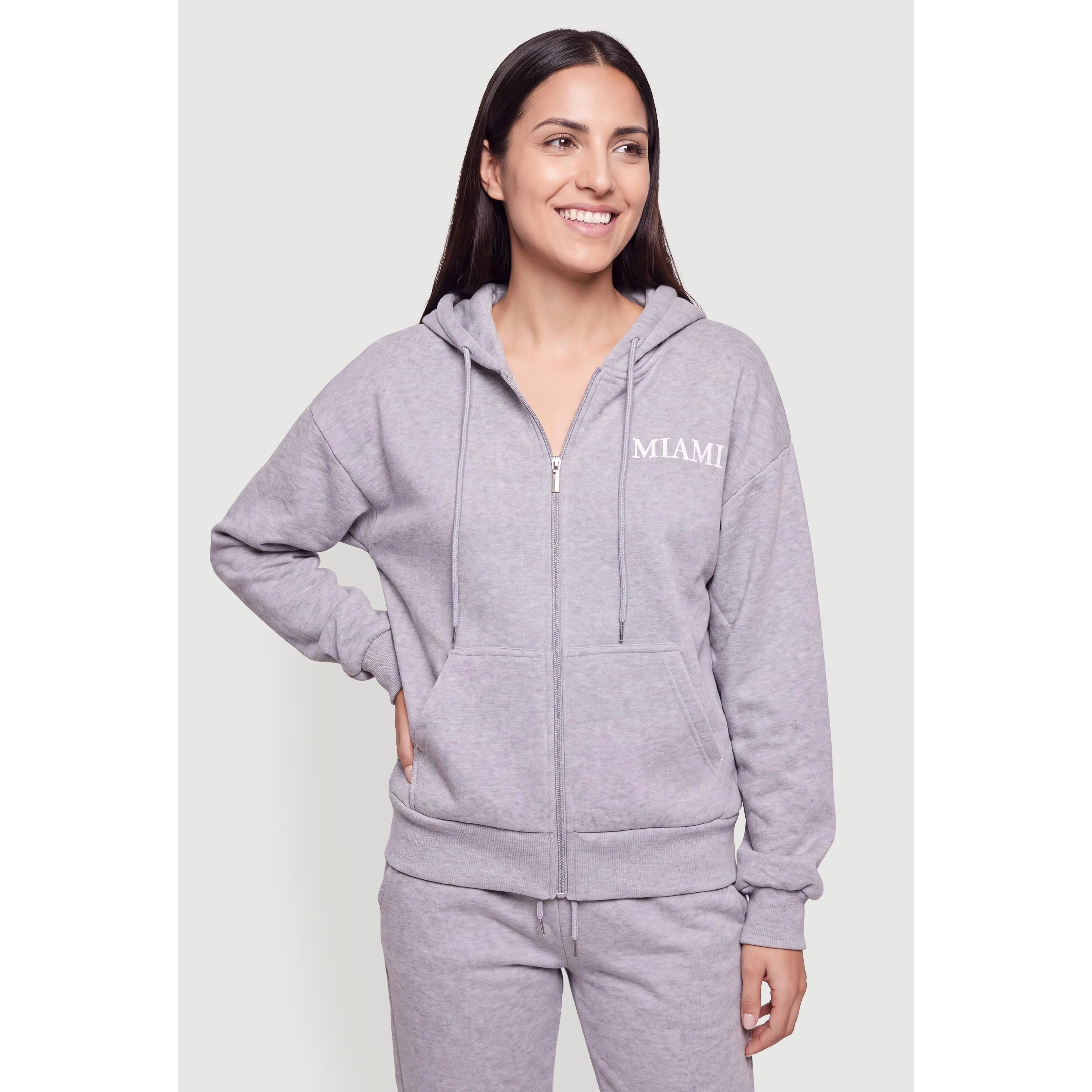 Miami Graphic Zip Front Hooded Sweatshirt