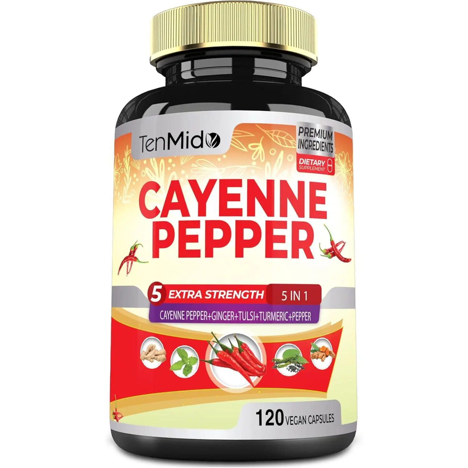 Supplements Extract Capsules, 4 Months Supply with Ginger, Turmeric Curcumin, Tulsi, Black Pepper - Supports Immune System, Promotes Digestive System Function - 120 Vegan Capsules