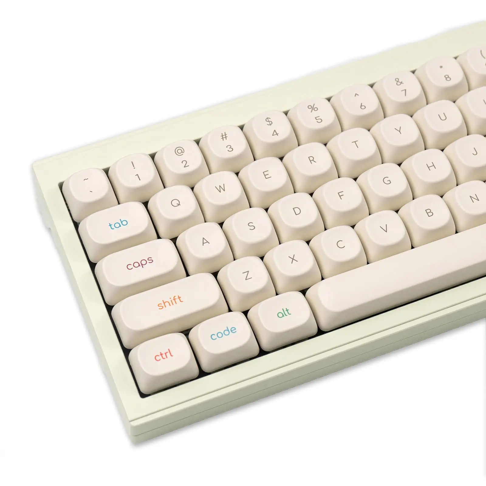 Moa Profile Pbt Keycaps  Minimalist White Keycap Set 124 Keys Cute Round Dye-sublimation Custom Key Cap For 61/64/68/84/87/100/104/108 Cherry Mx Mechanical Keyboards(fruit)