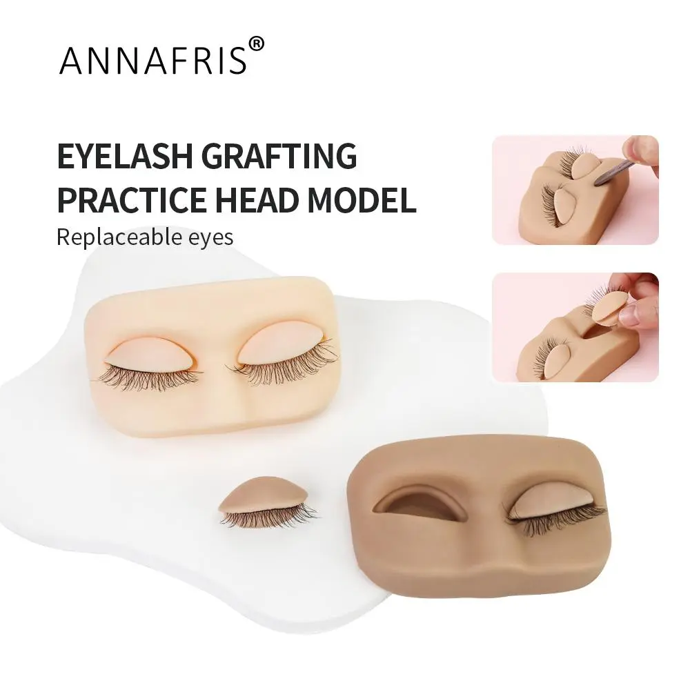 ANNAFRIS  Eyelash portable Head  Mannequin With Removable Replacement Eyelids Practice Eyelash Mini Flat Model Head 2026 New