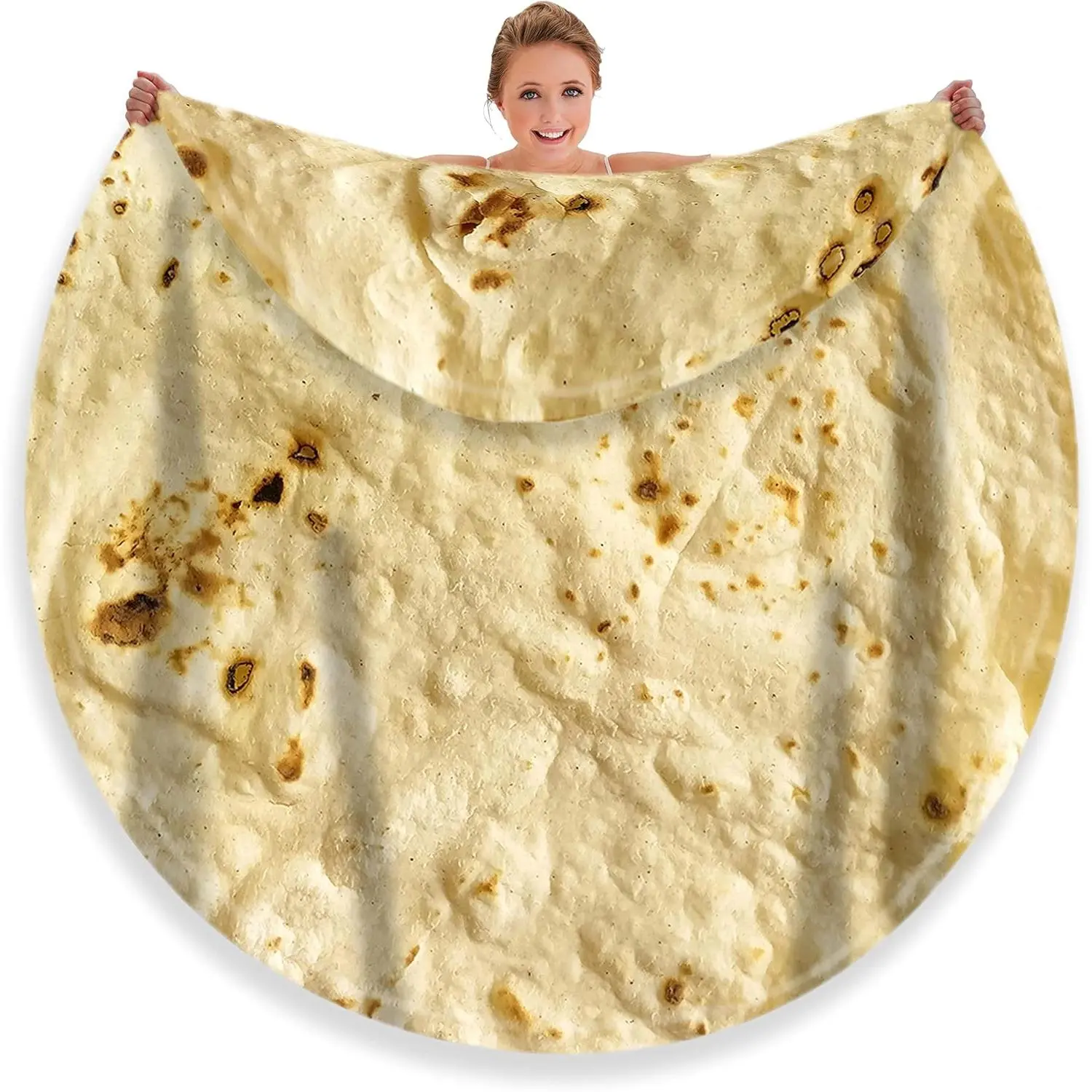 Double Sided Tortilla Blanket for Adults and  - Novelty  Throw, Fuzzy Fleece Flannel, Realistic Design for Teens, Boys and Girls - 60 Inches