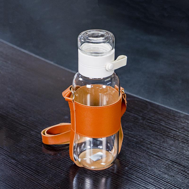 1pc Large Capacity Glass Bottle 800ml/27oz, High Quality Portable Tea Bottle With Heat Resistance, Tea Separation Function, Comes With Cup Sleeve, Perfect For Both Men And Women