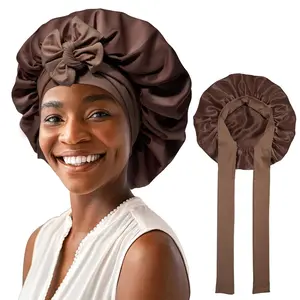 Silk Bonnet for Sleeping Women Satin Bonnet Double Layer Satin Lined Hair Bonnet with Tie Band Curly Hair, Hair Styling, Haircare