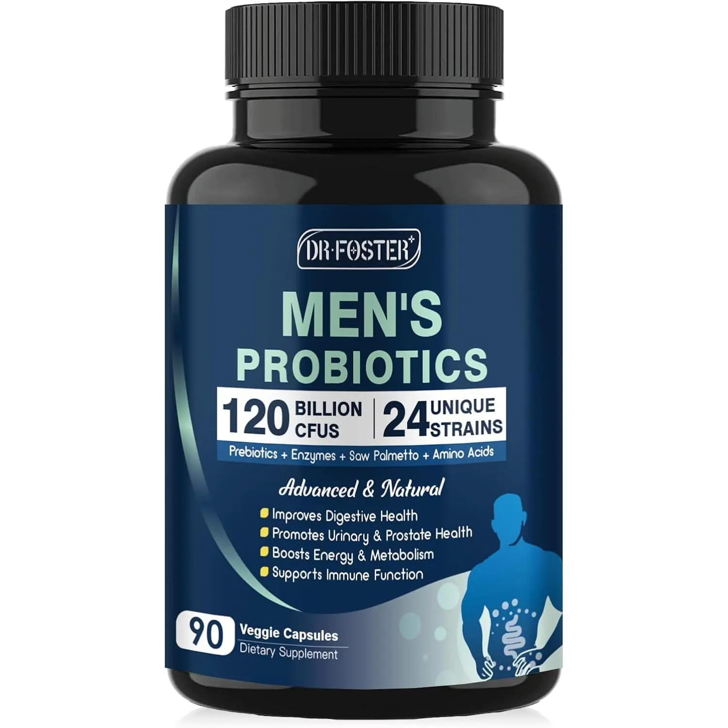Probiotics for Men Digestive Health 120 Billion CFUs Mens Probiotic Supplement with Digestive Enzymes Prebiotics Saw Palmetto and Cranberry Advanced Formula Capsules for Gut Prostate and Urinary Tract Health Shelf Stable 90 Capsules