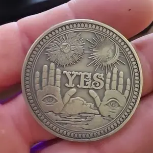 1pc Front Yes Or Back No Iron Lucky Coin,Sun & Hand Design Decoration Craft, Modern Iron Decoration Object For Home Best, Feng Shui Ornaments