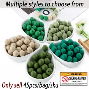 15mm Silicone Bead, 45pcs/set Colorful Beads, DIY Jewelry Making Supplies for Bracelet Necklace Earrings, DIY Round Jewelry Making Accessories