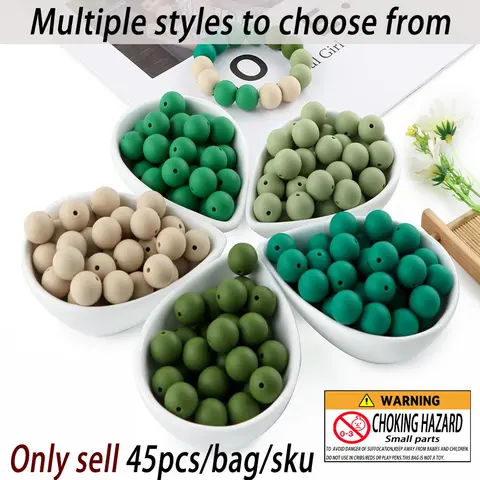 15mm Silicone Bead, 45pcs/set Colorful Beads, DIY Beading Accessories, DIY Jewelry Making Supplies for Bracelet Necklace Earrings, DIY Round Jewelry Making Accessories, Beaded Set, Beads And Accessories