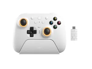 8BitDo Ultimate 2 Bluetooth Wireless Controller with Hall Effect Triggers, TMR Joysticks and Integrated Charging Dock - White - 81HE01