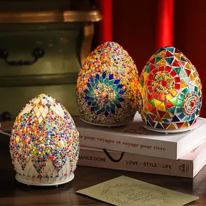 Unique Handmade Glass Flower Candle Heating Lamp - Warm Light Decorative Lamp with Geometric Mosaic Design for Home & Bedroom Ideal Gift for Birthdays & Christmas