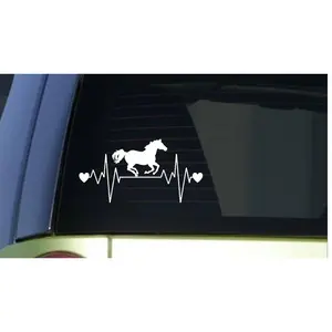 Horse Running heartbeat lifeline *I224* 8" wide Sticker decal horses saddle