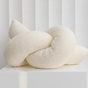 Soft Plush Long Pillow Cushion, Home Decor Sofa Bed Car Office Gift, Cozy Knotted Design, Perfect for Relaxing & Stylish Settings