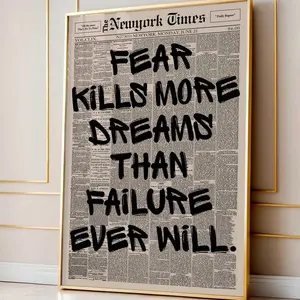 [Sale Up To 50%] [Free ship] [Sale off up to 65%][Free Ship] Retro Fear Kill More Dreams Than Failure Newspaper Poster, Motivational Wall Art, Typography Print, Uplifting Quote
