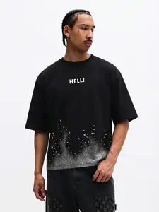 "WHAT THE BLEEP" Rhinestone Flame & Gradient Glitter Graphic Oversized T-Shirt | Unisex Streetwear Loose Fit Tee | Casual Sparkle Print Top for Daily Wear, Street Fashion, Weekend Hangouts & Summer Vacations, Ideal for Y2K Lovers & Trendsetters