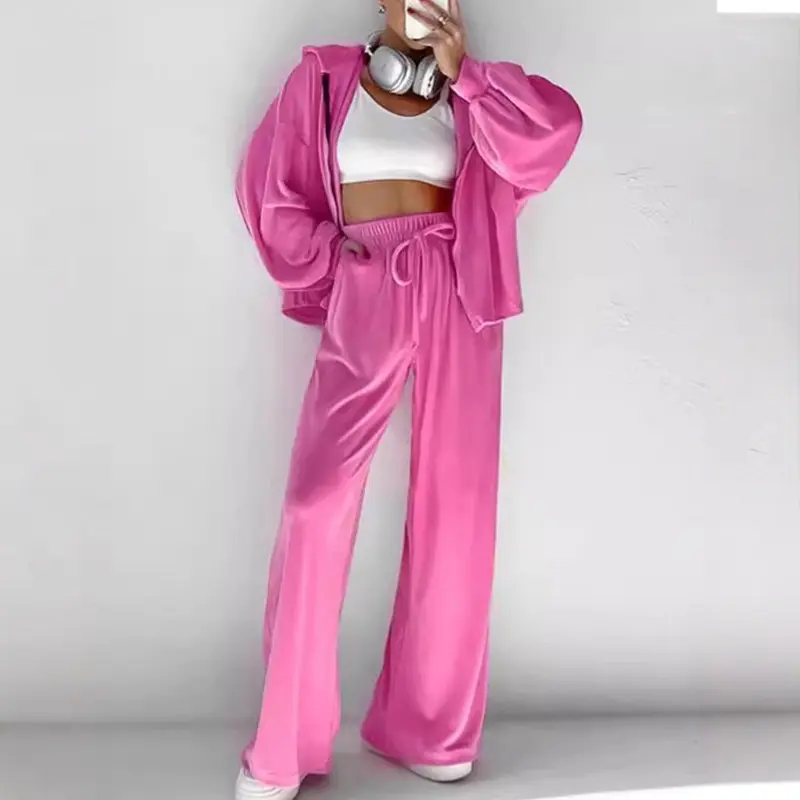 Women's Plus Size Sweatsuit Set, Loose-Fitting 2-Piece Fashion Lounge Outfit, Casual Solid Hooded Sweatshirt and Pants, Oversize, Basic, Clothes, Longsleeves, Women's Clothes, Oversized, Baggy, Long Sleeve, Lady, Trouser, Pants Suit, Track Suit, 3Xl, Fema