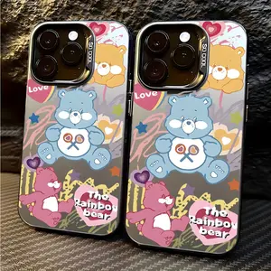 Cute Rainbow Bear Phone Case for iPhone 11 to 17 Models, Shockproof Protective Matte Back Cover, Stylish Protection for Your Device