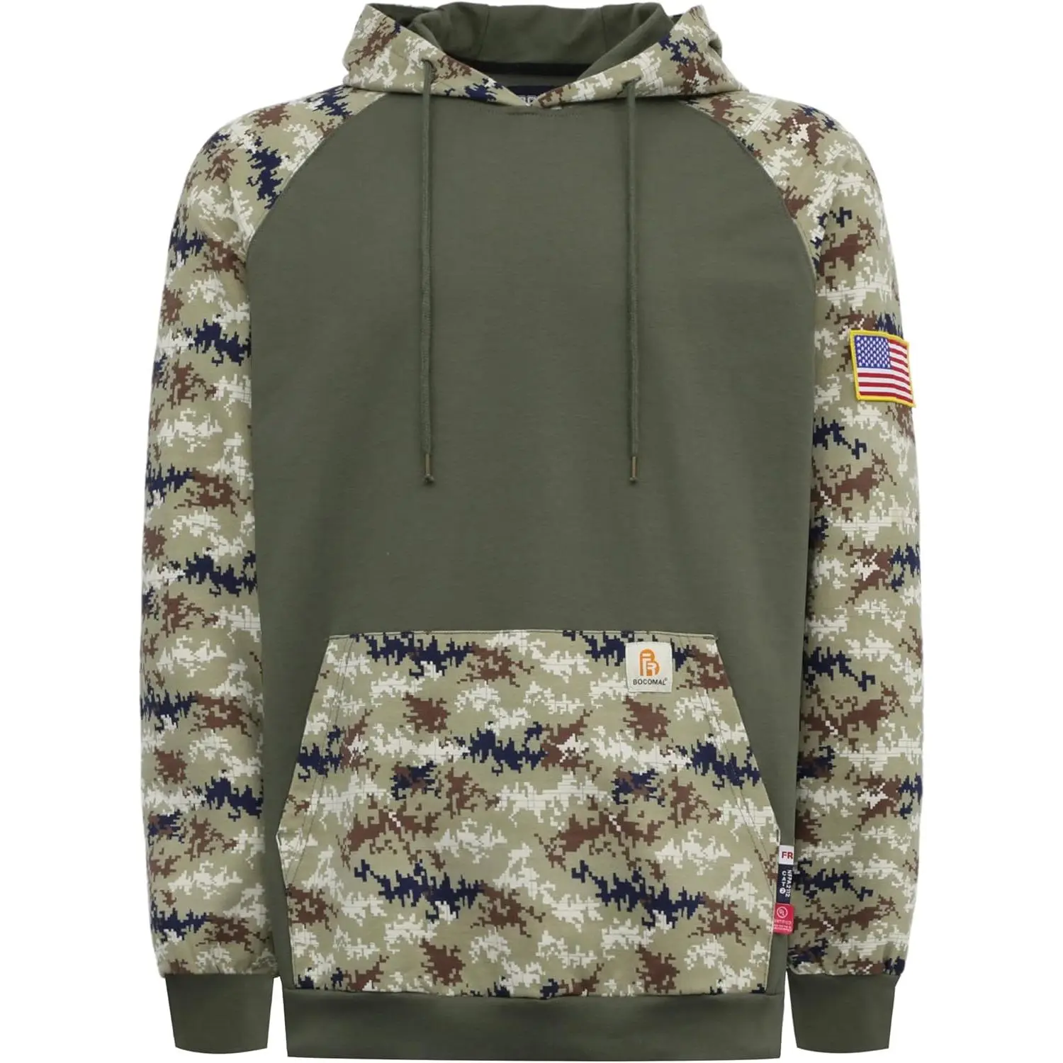 BOCOMAL FR Hoodies Camouflag Paisley Lightweight Pullover 7.5oz Cottoon Flame Resistant men's Hooded Sweatshirts NON FLEECE