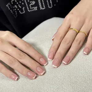 French Short Square Fake Nail, 30pcs Glossy Press on Nails with Nail File & Tape, Removable Nail Art Artificial Full Cover, Acrylic Nails Extension, Women Girls Diy Manicure