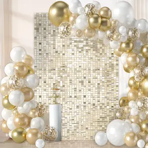 Shimmer Wall Panels Backdrop Decoration: Sequin Square Shimmer Decor for Balloon Garland Arch Kit Valentine's Day Birthday Party Supplies 18 Pack