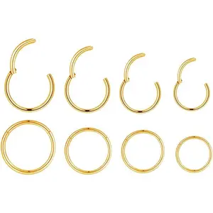 HQLA 4Pairs/Pcs 18G Surgical Steel Hinged Clicker Segment Nose Rings Hoop Helix Cartilage Daith Tragus Sleeper Earrings Body Piercing for Women Men 6mm 8mm 10mm 12mm