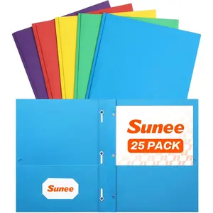 2 Pocket Folders with Prongs (25 Pack, Assorted Colors), Paper Folders with 2 Pockets and 3 Prongs Fit Letter Size Paper, for School Office Home Business