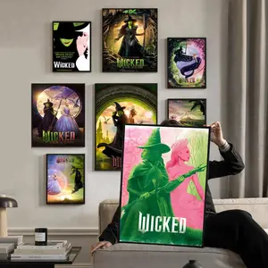 Movie W-Wicked Poster HD Waterproof Sticky Wall Art | High-Quality Aesthetic Print for Living Room, Bedroom, Bathroom & Hallway Decor | Trendy & Easy-to-Apply | Durable Gift Idea for Home Decoration | Creative Modern Decoration