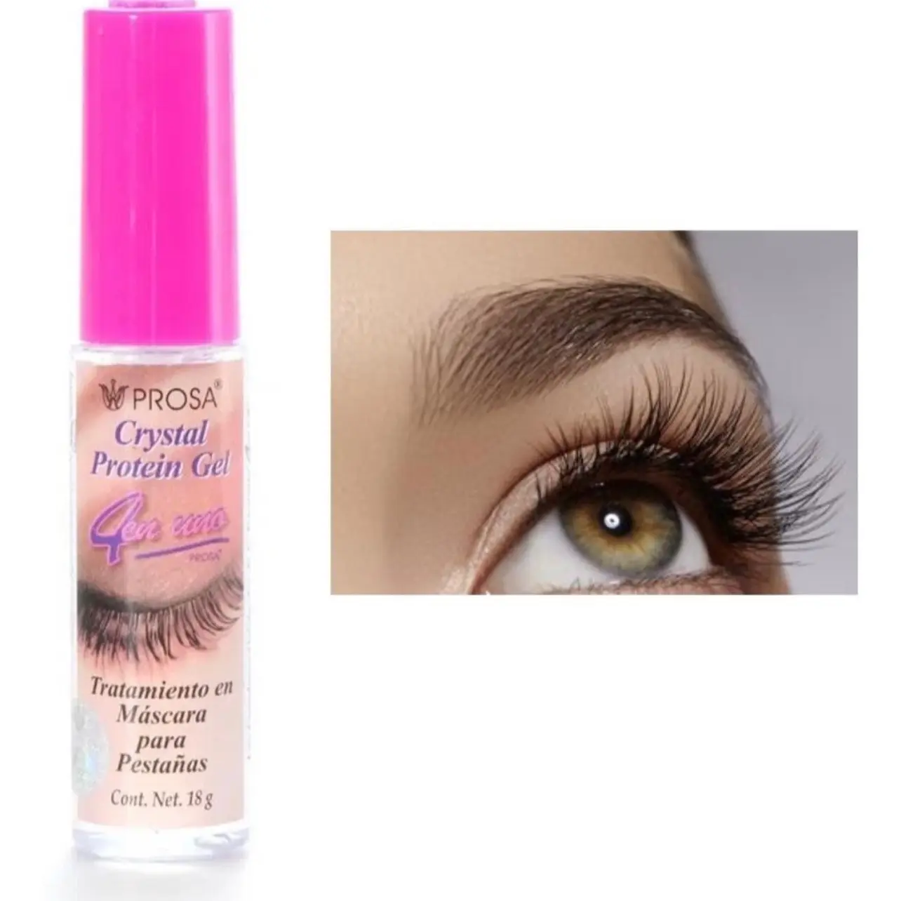 PROSA Mascara Crystal Protein Gel 4 En 1 Waterproof 18g Volumizing Lengthening