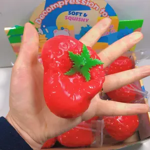 Toymendous Squeeze Strawberry - Extra Large 5" Squishy Stress Ball for Adults & Kids 3+ - Fruity Fidget Toy for Stress Relief & Sensory Play - Safe & Durable Non-Toxic Material