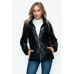 How Dare U Pocketed Zip Up Puffer Jacket with Removable Hood