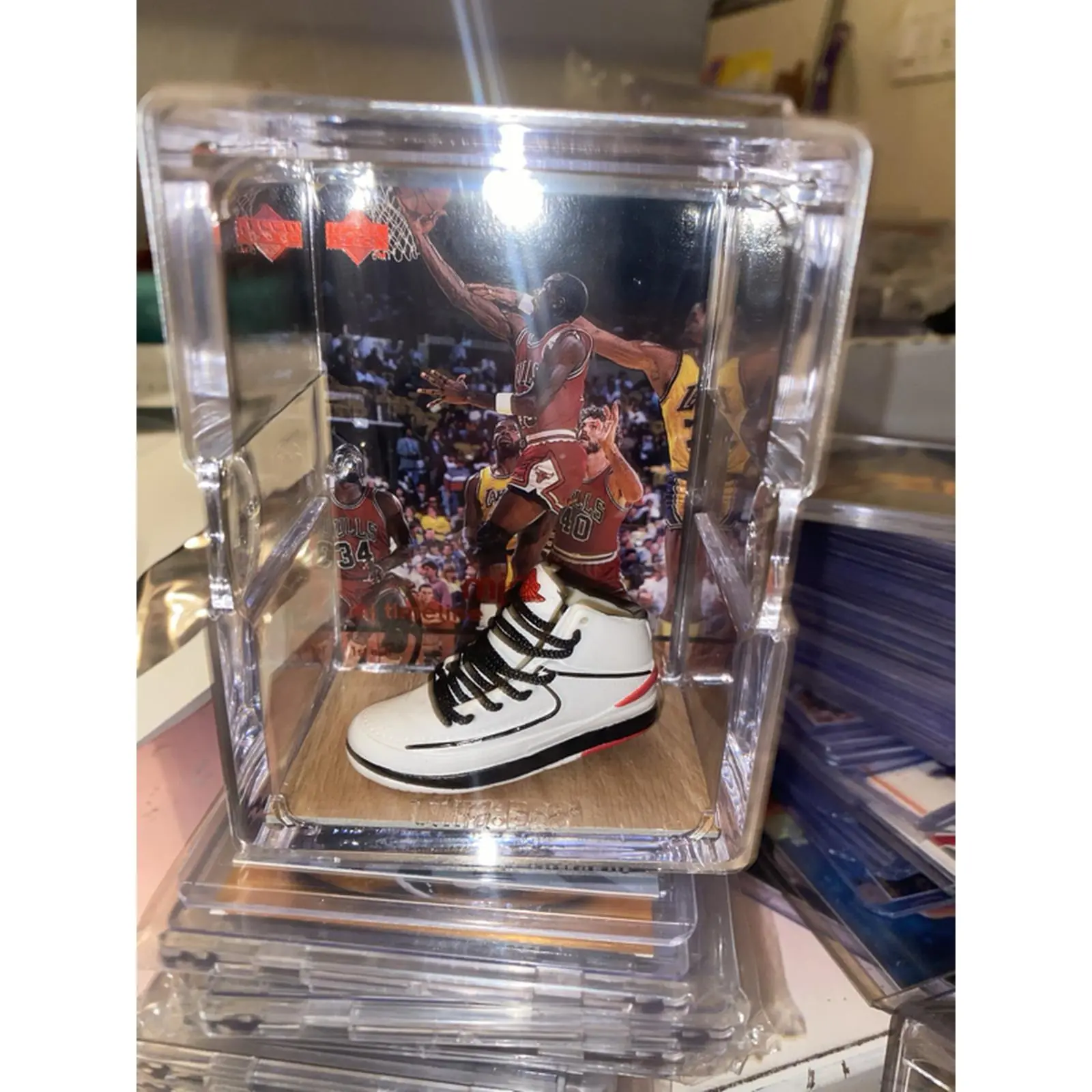 Jordan 1 Custom Shadow Box with Card Shoe Match - Collectible Display Case for Sneaker Enthusiasts