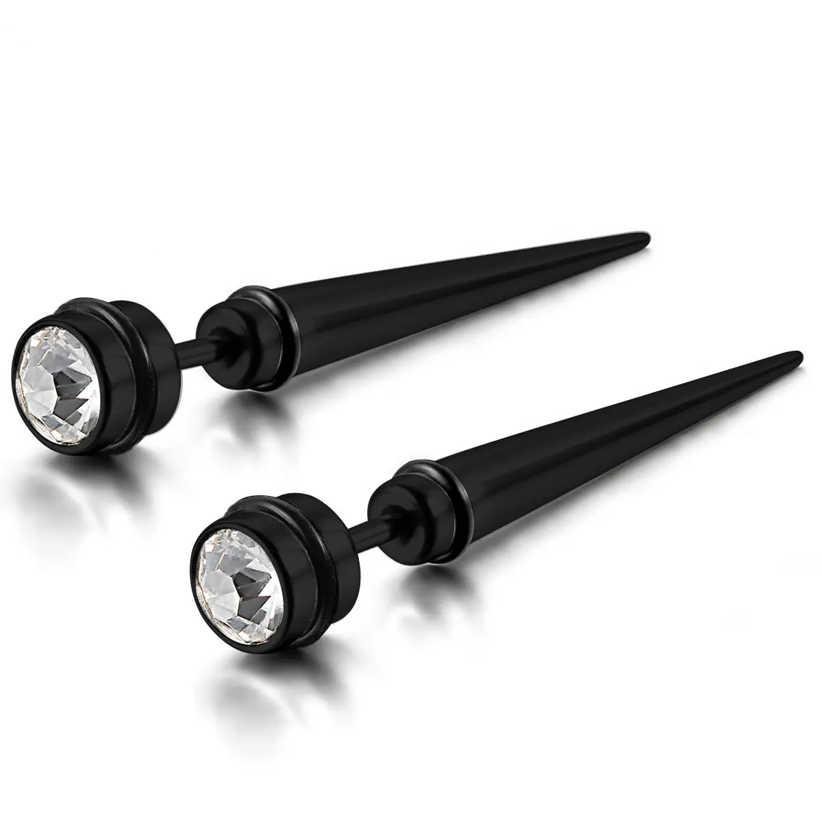 OIDEA Punk Spike Rivet Stud Earrings, 35mm Stainless Steel Statement Jewelry with Chunky Rhinestones for Women & Men, Punk Spikes, Long Spike Rivet Shape