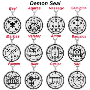 Asmodeus Seal Necklace Stainless Steel Lesser Key of Solomon Sigil Pendant for Men