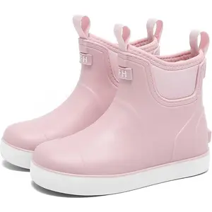 Kids Ankle-Height Rubber Rain Boots, Waterproof Non-Slip High-Performance Multi-Size Chelsea Booties for Boys and Girls, Ideal for Fishing, Camping, School Play