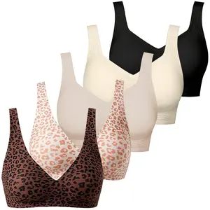Women’s deep V wire-free bra with natural lift and push-up support; comfortable gel-soft cushioning bra for everyday wear; seamless, invisible T-shirt–style bra; basic women’s underwear; back-to-school season apparel; women’s summer clothing