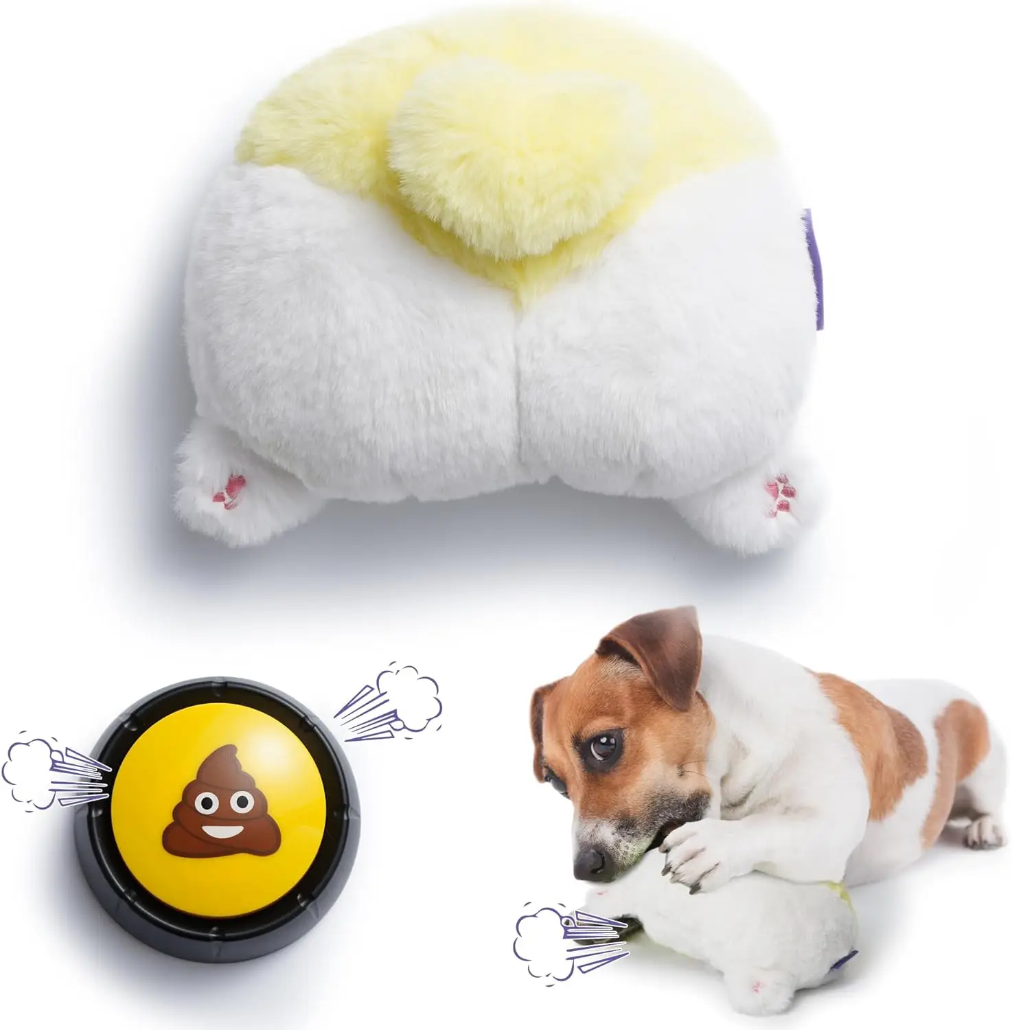 Fuzzwoof Hilarious Farting Corgi Butt Plush Dog Toy for Small Medium Large Dogs, Christmas gift