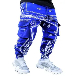 Men’s casual printed harem pants, loose high-street style, multi-pocket work pants, fashionable for spring and autumn GARMENTARY