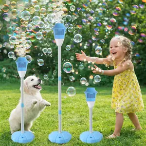 Automatic Bubble Maker for Kids, Outdoor Bubble Machine with Lights, Music, Adjustable Stand and Portable Summer Party Play