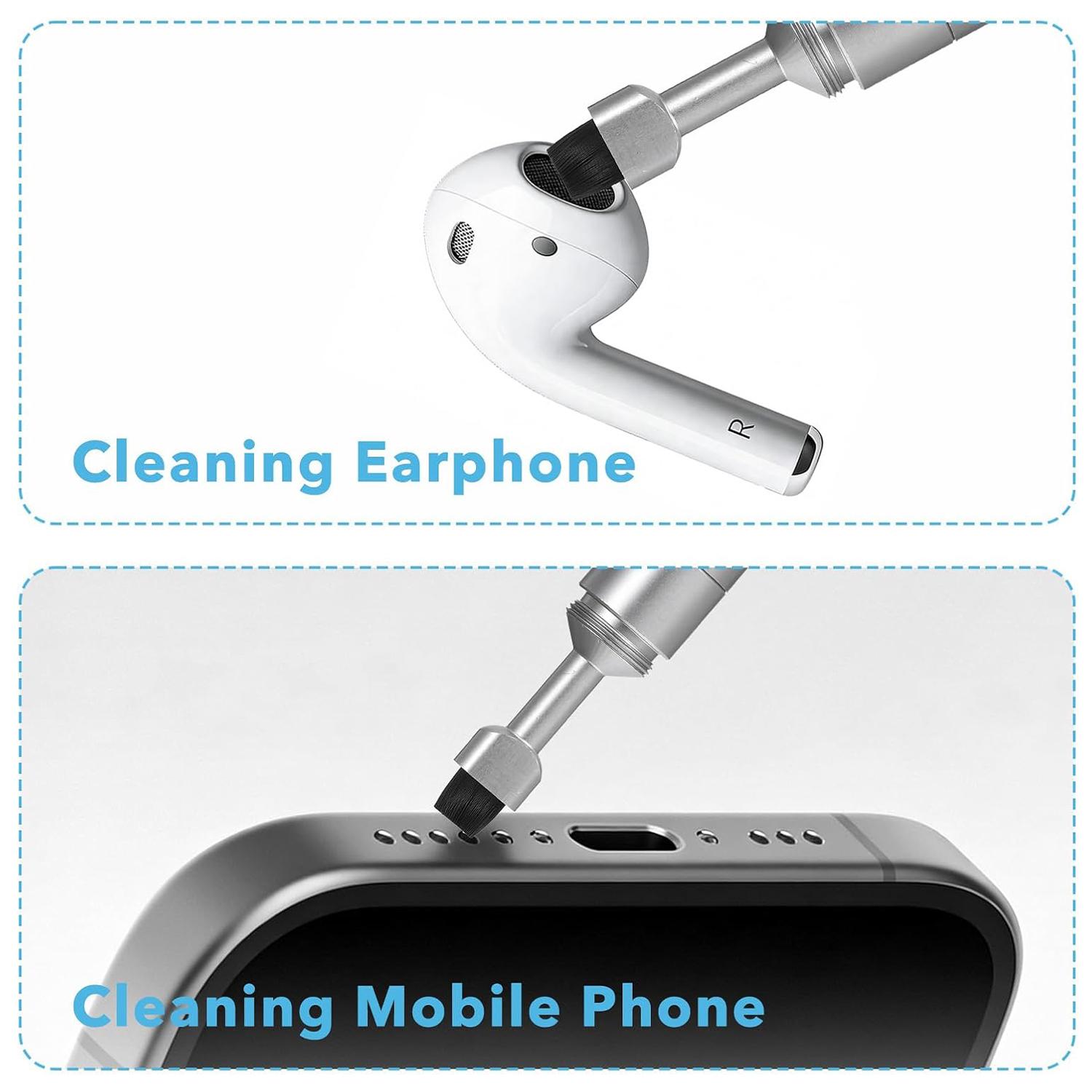 2-in-1 SIM Card Tray Removal Tool with Handy Cleaning Brush, EDC Portable Keychain Eject Pin Reset Needle Opener, Watchchain Link Remover for iPhones, Wireless Earbuds