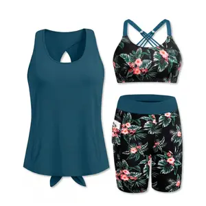 Daci Women Three Piece Tankini Swimsuits - Athletic Swim Tank Top with Bra Bathing Suit with Shorts Modest Swimwear  SwimWeek  summervibes