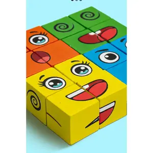 Face changing Rubik's Cube, Building Blocks, Puzzles, Children's Battles, Emotions, Ring the Bell, Baby Multiplayer Interactive Puzzle Board Game Toys